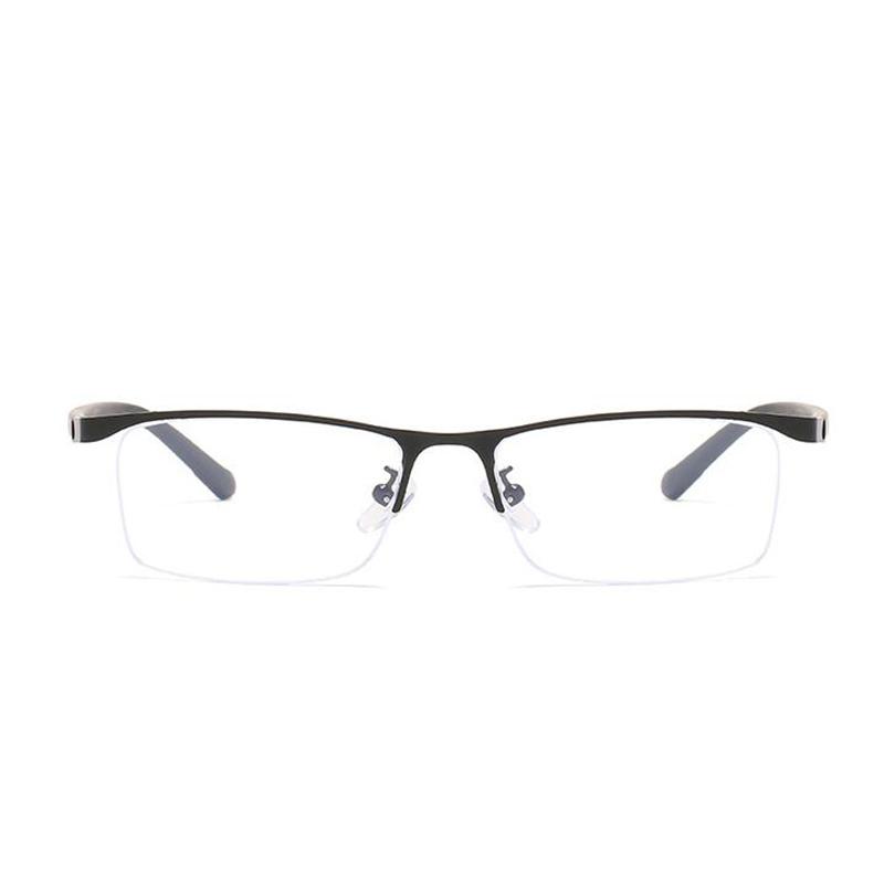 Half Frame Square Myopia Glasses Finished Metal Anti-Blue Light Prescription Eyeglasses Diopter 0 -0.5 -1.0 -1.5 To -6.0