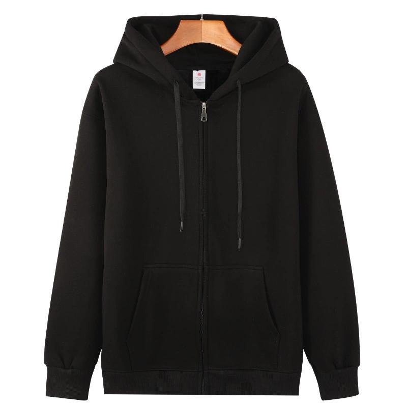 Male Oversized Men's Solid Color Hoodies Hooed Coat Thick Cotton Sweatshirts Sportswear for Women Cotton Plus Velvet Zipper Work Out Cardigan