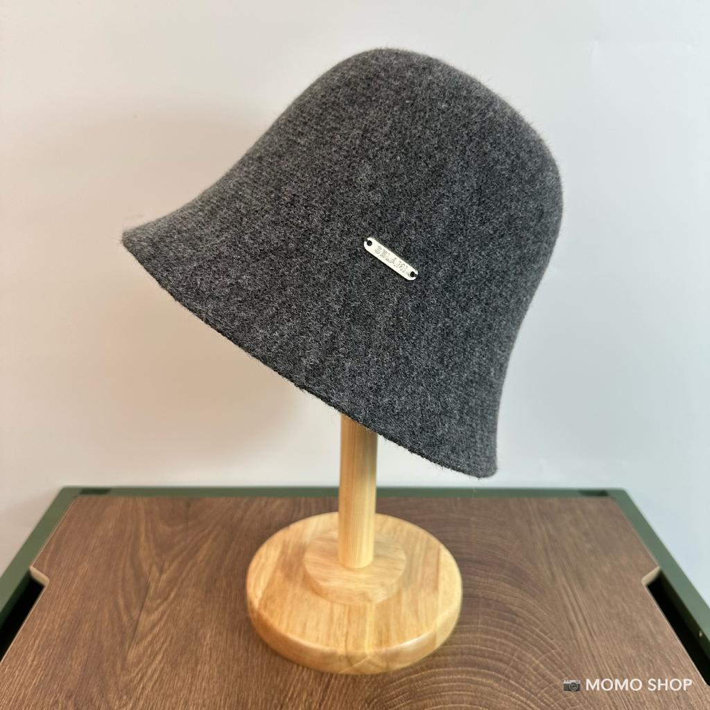Hat Female Trendy Brand Metal Standard Bucket Hat Autumn and Winter New Knitted Bucket Hat Versatile Washbasin Hat