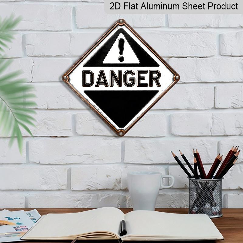 2D Flat, 1pc, Danger Sign Theme, Decorative Gift for Industrial Decor Lovers, Vintage Metal Aluminum Sign, Suitable for Factory, Laboratory, Repair