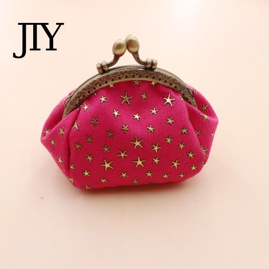 Small Wallet Five-Pointed Star Coin Purse, Mini Kiss-Lock Change Card Holder Vintage Denim Trinket Pouch for Women Ladies Money Bag