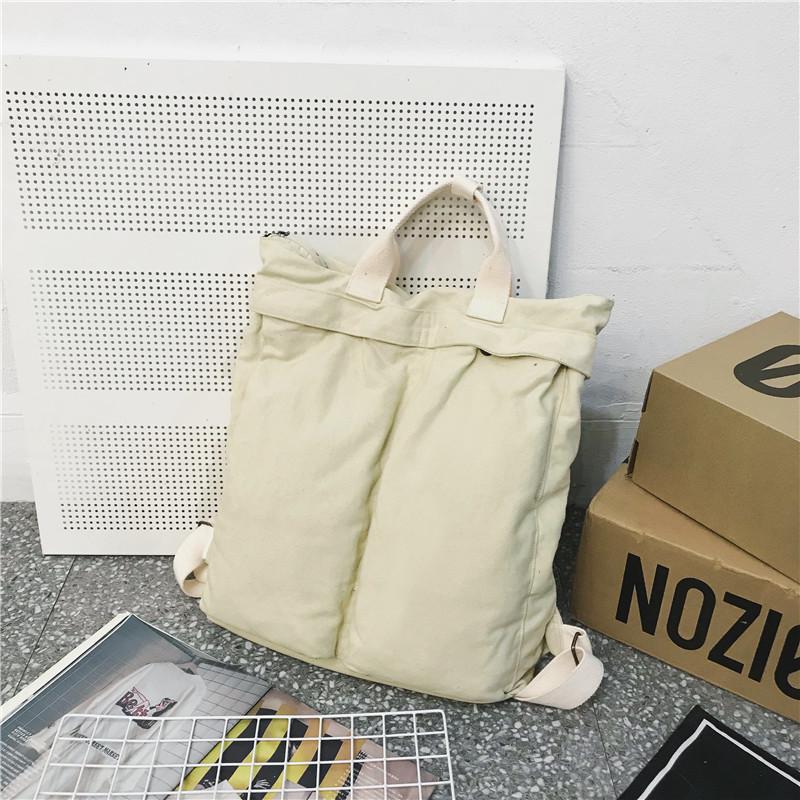 Backpack Women Canvas Solid Softback Zipper School Bag Softback Casual Vintage High-Capacity Backpack UNISEX Handbag Harajuku