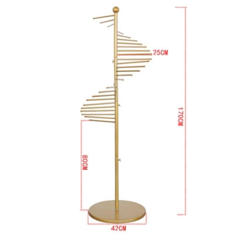 Multifunctional Clothing Store Floor Display Shelf Large Capacity Spiral Iron Scarf Rack Clothing Bag Display Stand