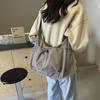 Solid Color Nylon Crossbody Bag Lightweight Pleated Shoulder Bag Drawstring Tote Bag  School