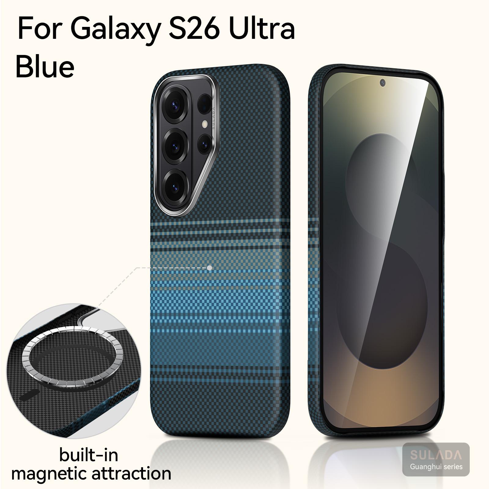 

For Samsung Galaxy S26 Ultra S26+ S26 High End Business Sle Shockproof Magnetic Wireless Charger Case Carbon Fiber Phone Cover Galaxy S26 Ultra синій