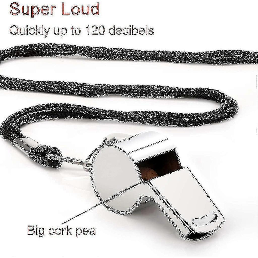 2pcs Whistle, Stainless Steel Super Loud Sports Whistle With Lanyard - RIpj
