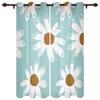 Flowers Bloom Turquoise Plants Roses Window Curtain For Living Room Bedroom Luxury Home Kitchen Decor Items Curtains