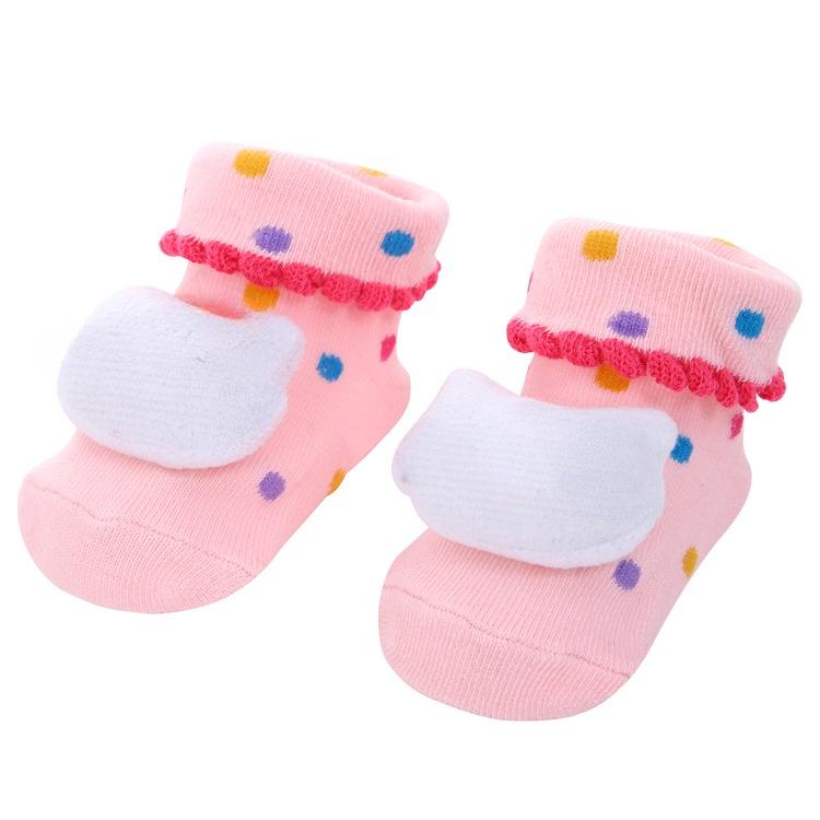 READY STOCK 0-12months Newborn New Cartoon Anti-skid Three-dimensional Doll Baby Socks Striped Dot Cute Children's Socks