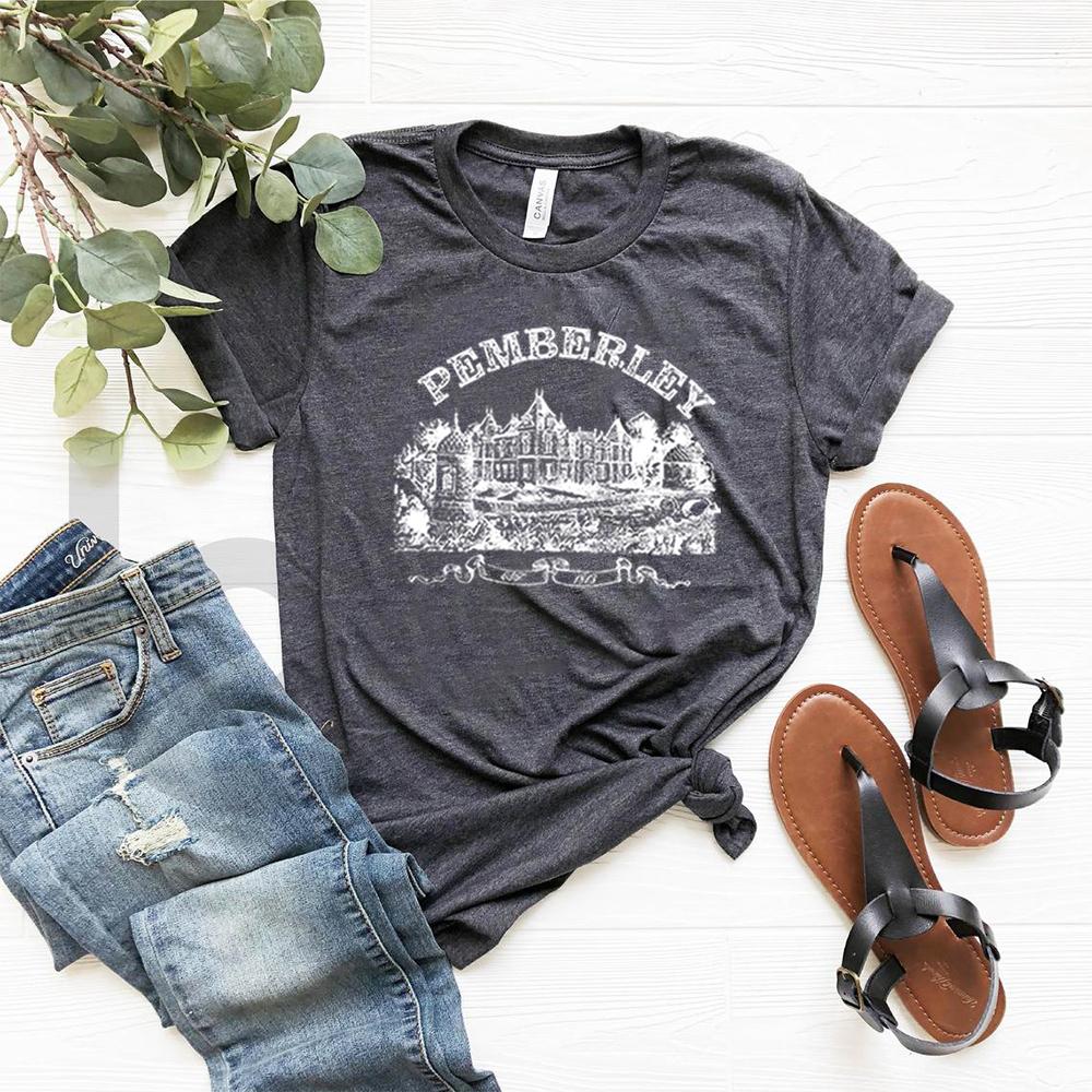 Pemberley T Shirt Pride and Prejudice Tshirt Aesthetic Literary Tee Jane Austen Tops Bookworm Shirts Book Lover Gifts for Women
