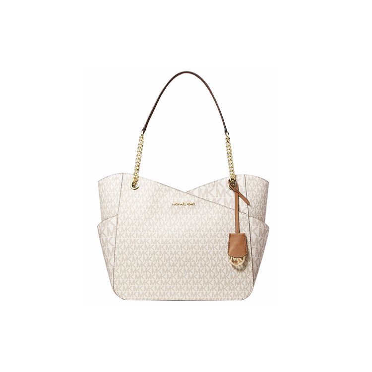 

Michael Kors MK Jet Set Chain Logo Pendant Large Capacity Canvas Shoulder Bag Women shoulder bag Vanilla-White 35F1GTVT3B-VANILLA Basic Set (Bag+Dust Bag)