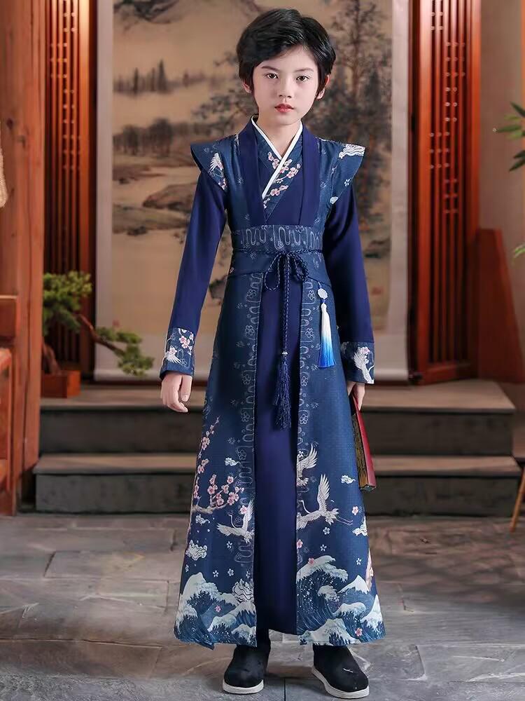Boys' Traditional Hanfu Costume: 2026 Young Master Chinese Tang Suit for National Studies Performance