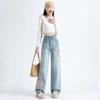 Women's Straight-Leg Thin Summer Jeans 2025 - Chinese Style Slimming Design, Popular Wide-Leg Pants