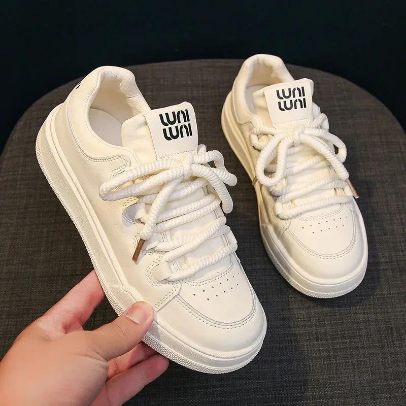 

White Casual Sport Sneakers for Women Spring Autumn New Designer Board Luxury Shoes Female Fashion Solid Color Mujer 35 белый