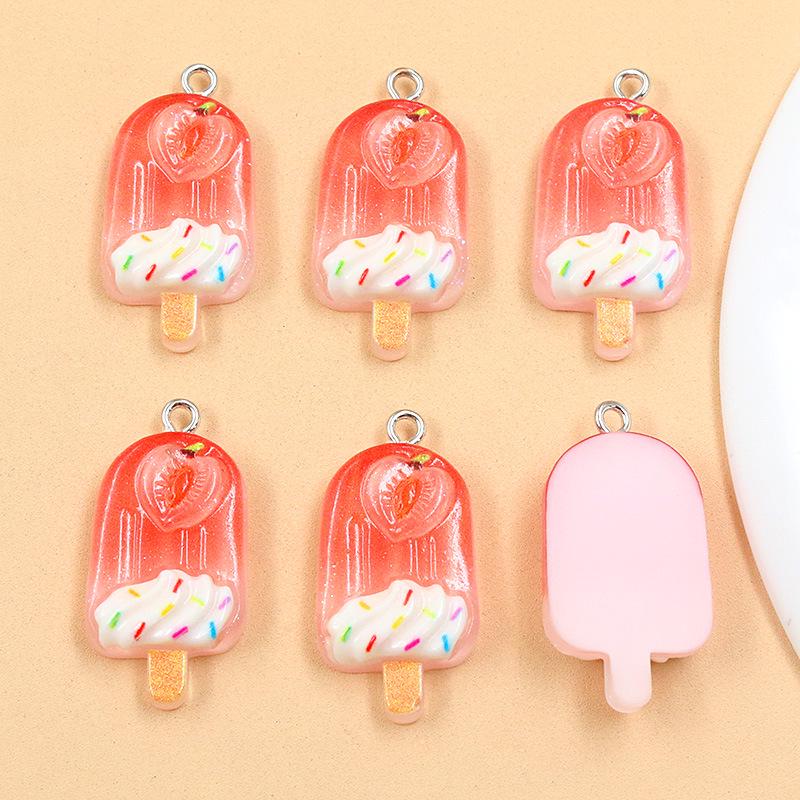 5 Styles DIY Resin Summer Fruit Ice Cream and Popsicle Charms: Grape & Watermelon Pendants for Bags & Phone Accessories