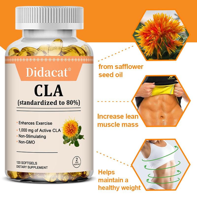 Enhances Exercise 1,000mg Supplements of Active CLA Non-Stimulating-120 Capsules