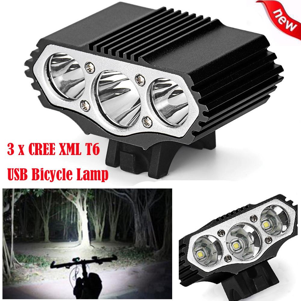 12000 Lm 3 X XML T6 LED 3 Modi Fahrrad Lampe Fahrrad Licht Fahrradbeleuchtung mit CREE XML T6 LED und USB Stecker in