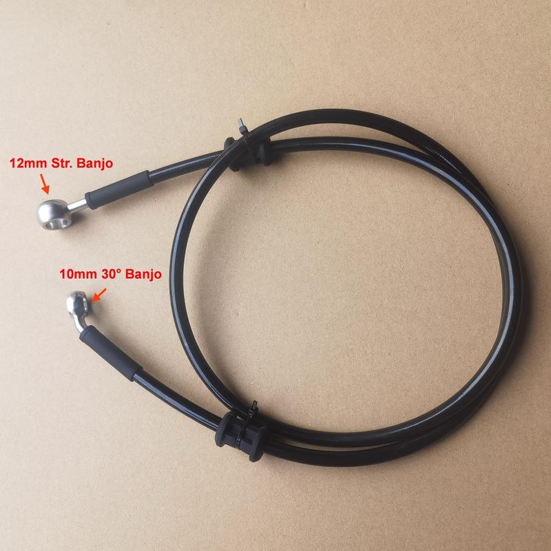 Stainless Braided Brake Line Hose M10 10mm 30 Degree Banjo + M12 12mm Str Banjo