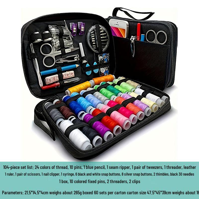 Portable 27-Piece Sewing Kit with Needle and Thread Box