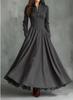 French Retro Faux Suede Lace Trim Patchwork Long Dress (2025 Edition)