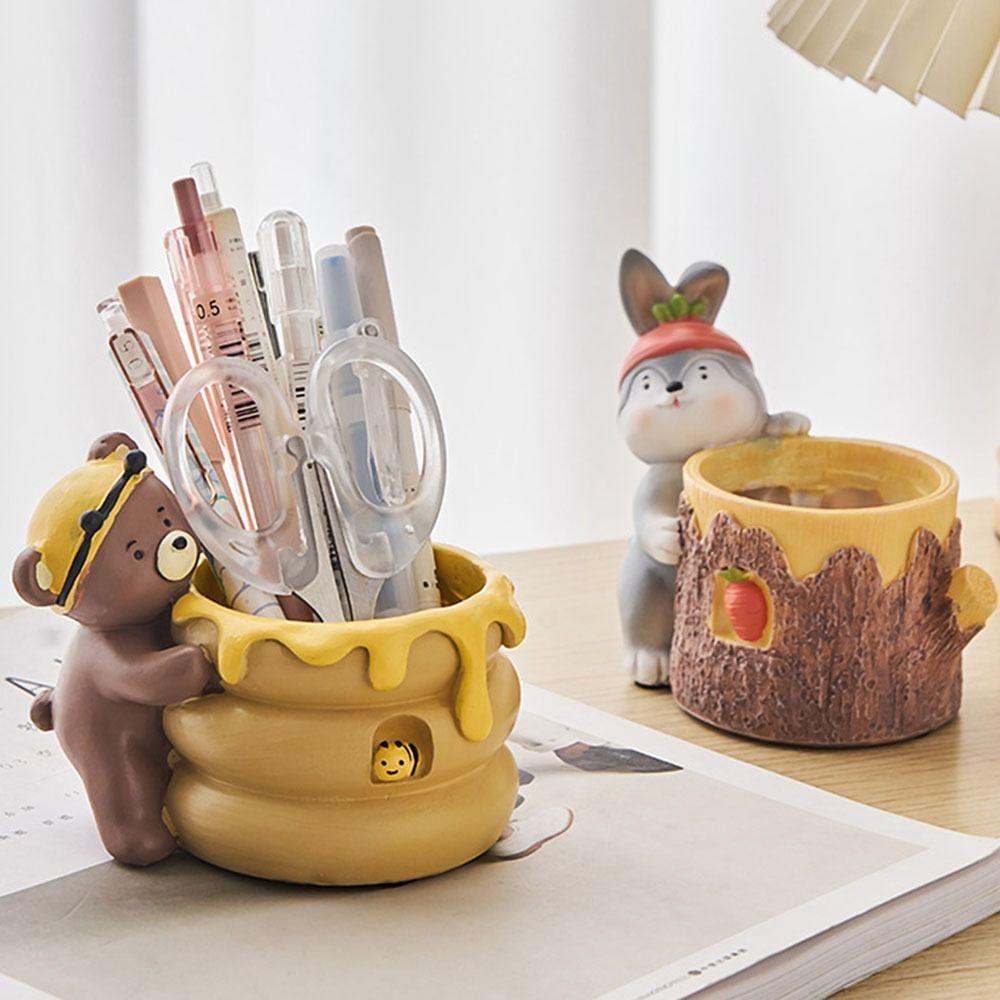 Cartoon Animal Ornaments Room Decor Decorative Makeup Brush Holder School Office Supplies