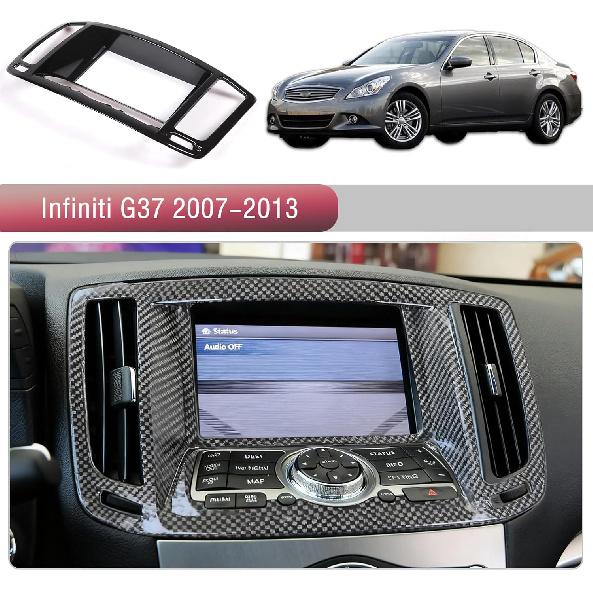 Car Center Console Air Outlet Navigation Panel Trim Cover Compatible with Infiniti G37 2007-2013, Dashboard Multimedia Navigation GPS Panel Trim
