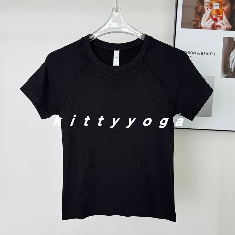 [Same Style with Big Brands] Athletic Clothing Women Summer Thin Yoga Clothes Quick-Drying Top Waist Hugging Fitness Running Short sleeve T-shirt