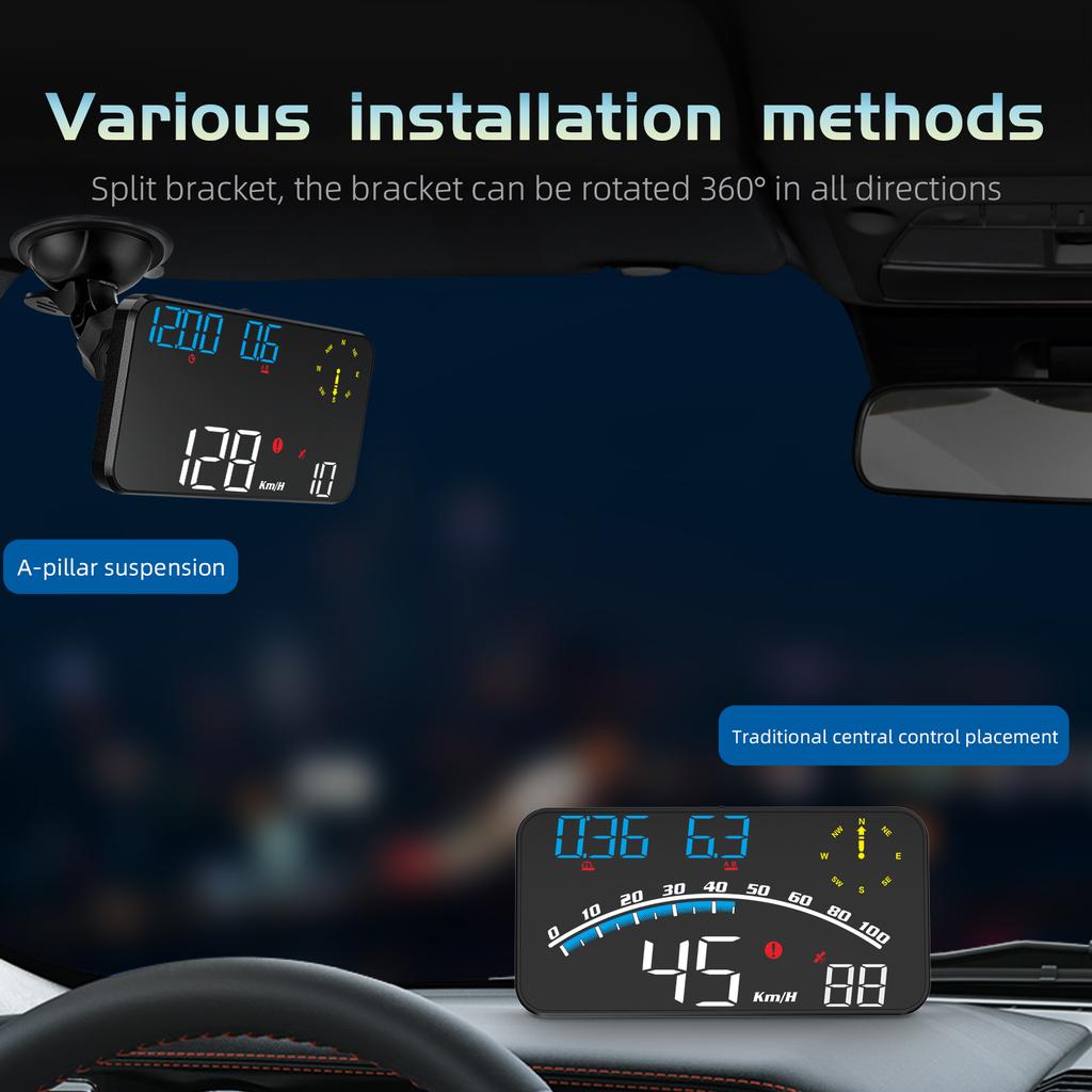 Universal Board Computer G10/G12/G13 Heads up Display Car Speed Meter Windshield Projector GPS Odometer with Bracket 360 Degree