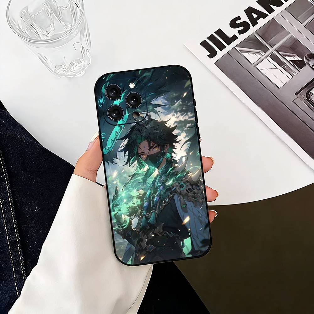 G-Genshin Impact Xiao Phone Case For iPhone 17, 16,15,14,13,12,11 Plus,Pro Max, Others Soft Black Cover