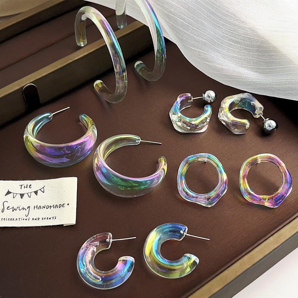 New Model Mermaid Charm Colorful Earrings - Women's Circular Stud Earrings - Chic Style, Unique Personality Accessories