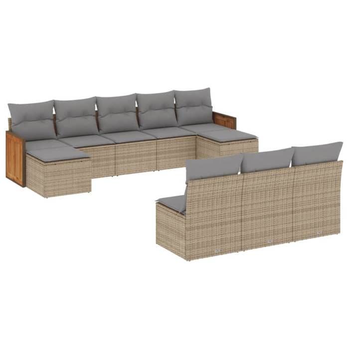VidaXL Garden Lounge Set with Cushions 10 Pcs, Patio Sofas, Patio Furniture Set, Outdoor Furniture, Beige 3228068