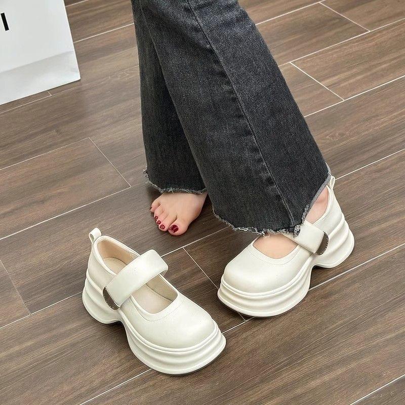 Fashion Retro Small Leather Shoes Womens 2025 Spring New Versatile British Style Platform Heightening Loafers Fashion High Heels Women
