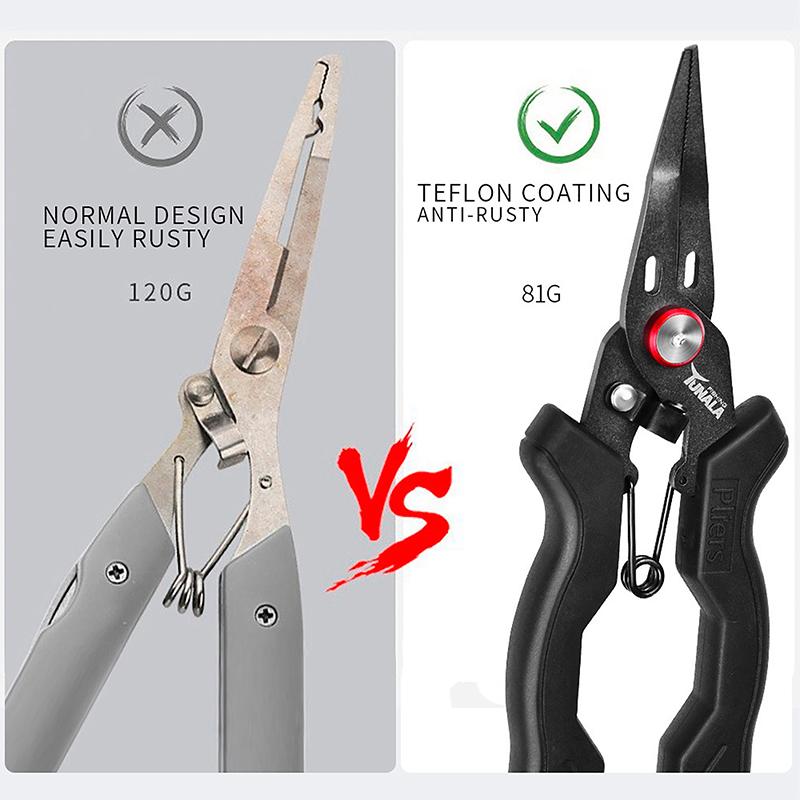 Stainless Steel Luya Pliers Multi-Functional Fish Control Device Anti-Rust Teflon Coating Small Mouth Fishing Pliers Cutting Lin