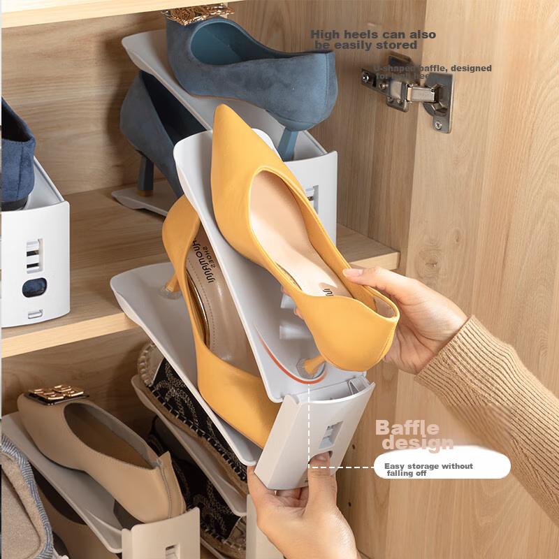 Daisy Leaf Space-Saving Shoe Storage Organizer, Double-Layer Shoe Rack, Thickened Adjustable Shoe Rack, Grey, 10-Shoe Storage
