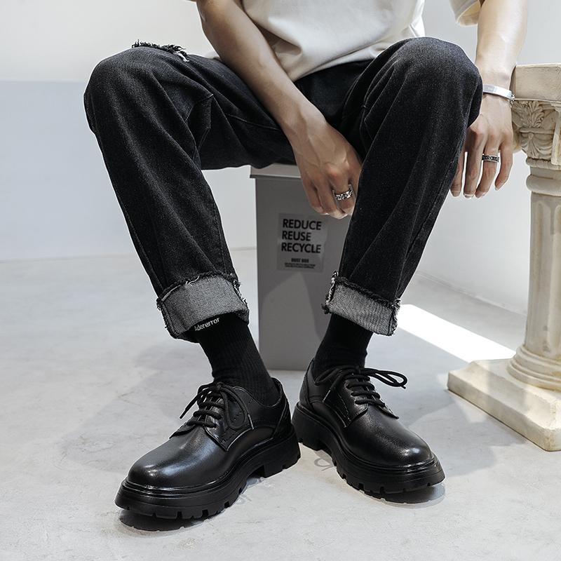 Fashion Brand Thick Bottom Men Outdoor Shoes Beef Tendon Outsole Sneakers Genuine Leather British Style Shoe Casual Lace Up Oxford Shoes