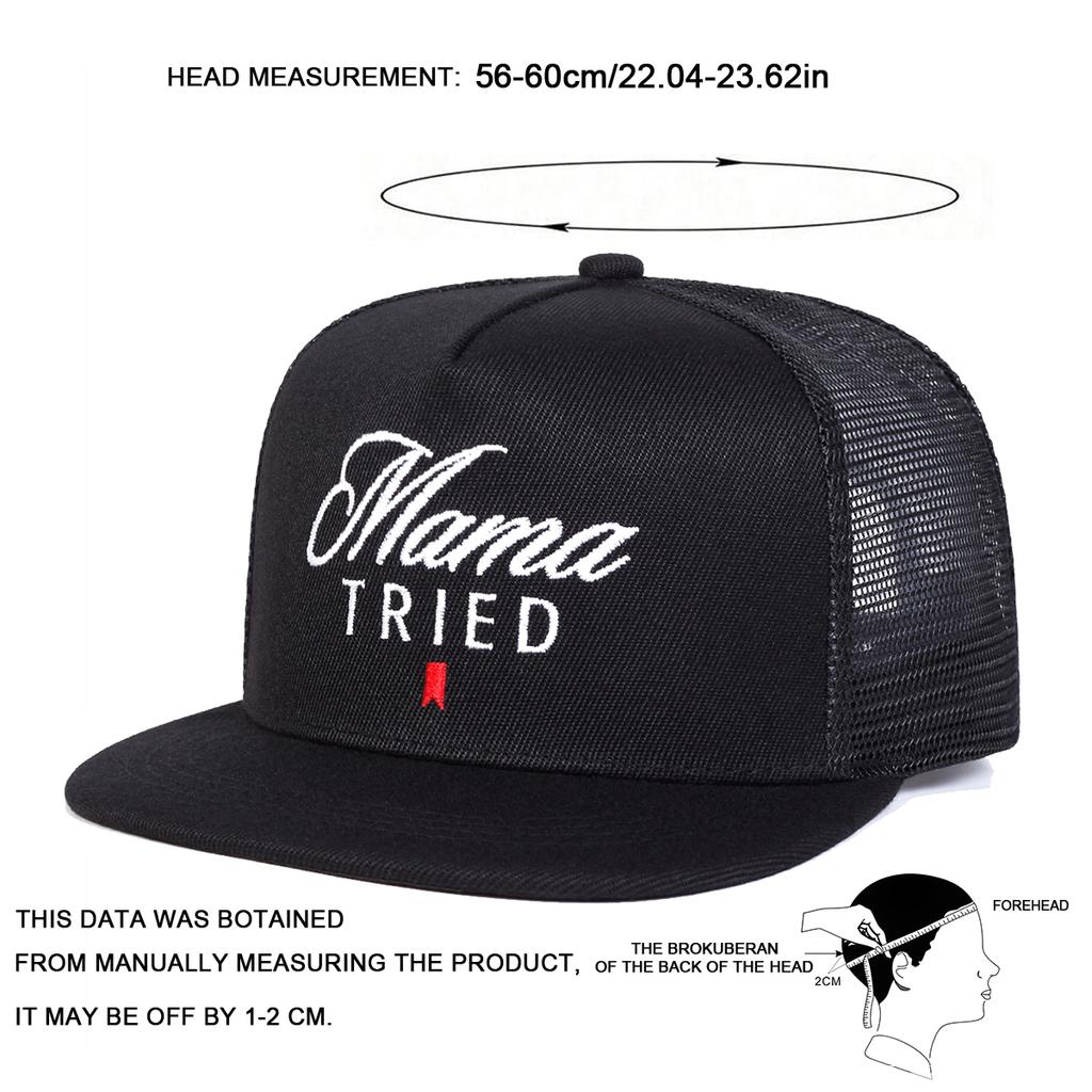 Unisex Mama TRIED Embroidery Hip-hop Net Hats Spring Summer Outdoor Adjustable Casual Baseball Caps Trucker Caps Sunscreen Hat