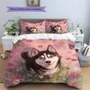 Cartoon Husky Muster Bettwäsche Heimdekoration Geburtstagsgeschenk (1 Bettbezug + 2 Kissenbezüge, ohne Füllung)