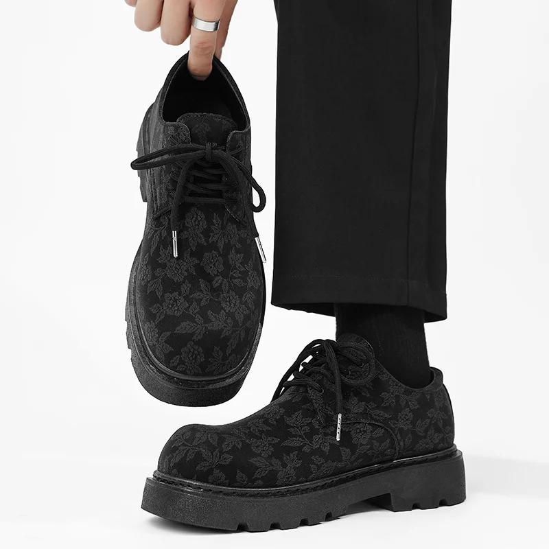 Men Casual Shoes Lace Up British Style Oxfords Print Design High Quality Derby Shoe Fashion Comfortable Outdoor Shoes Male 39-44