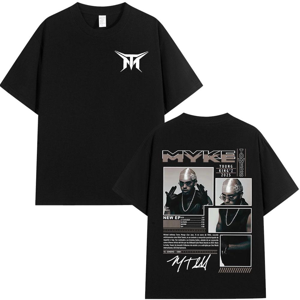 Rapper Myke Towers Graphic T-shirts Men Women Clothing Fashion Hip Hop Oversized T Shirt Unisex Cotton Short Sleeve T-shirt Tops