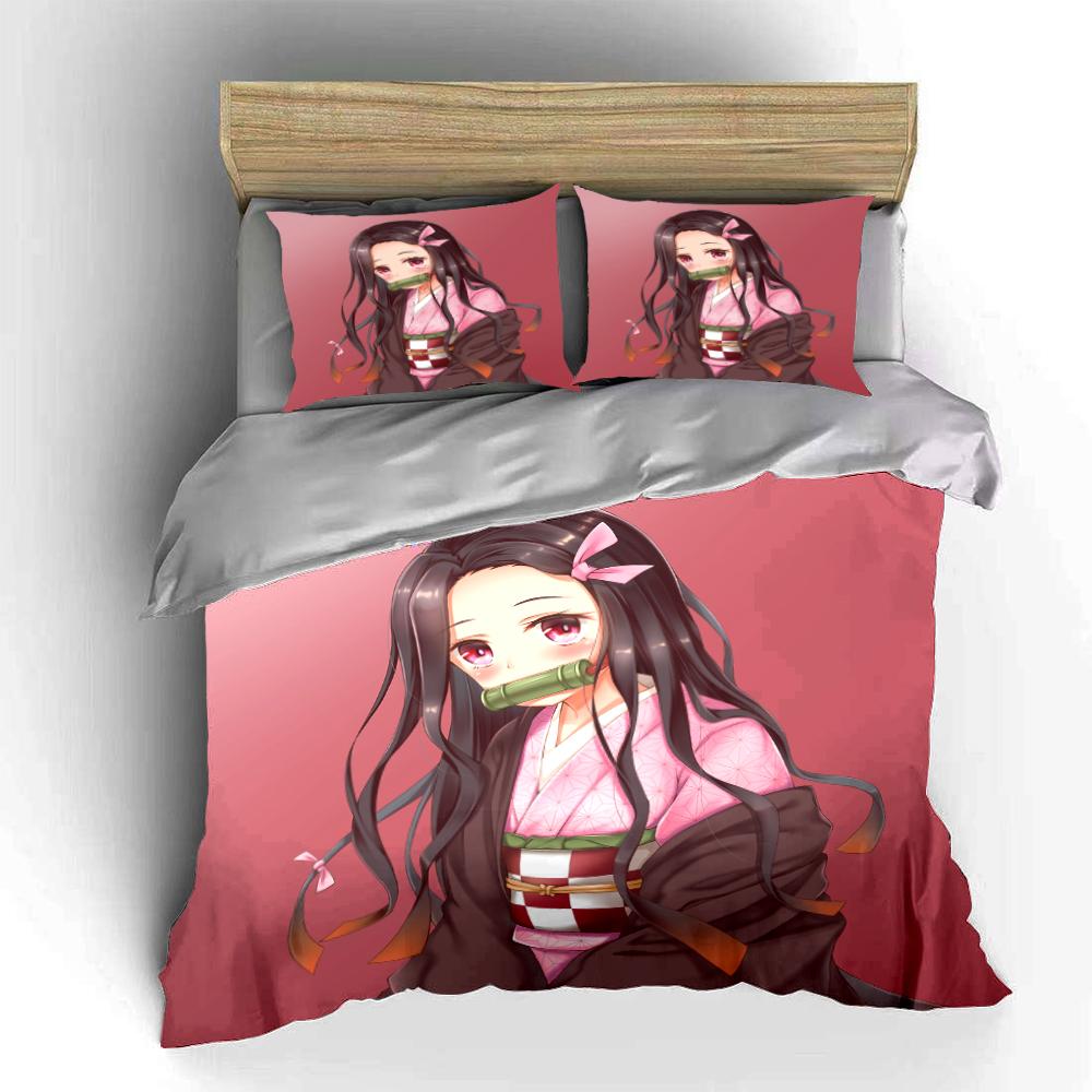 Anime Girl Pink Bedding Set 3-Piece Design Bedding set (1 duvet cover, 2 pillowcases, duvet not included)