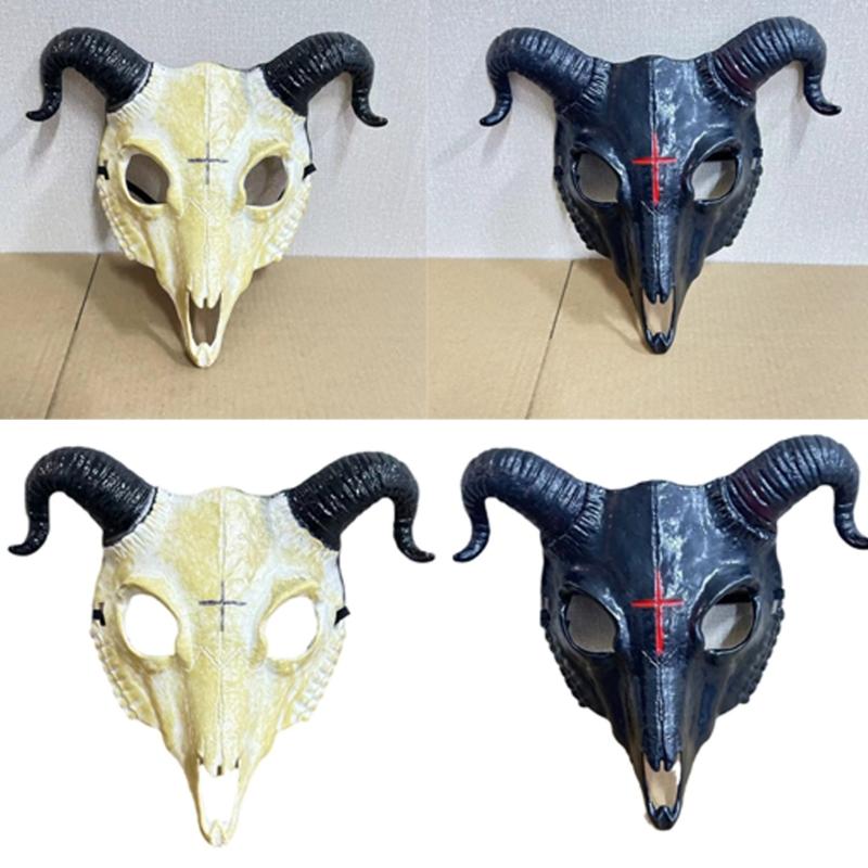 Goat Skeleton Mask for Women Man Carnivals, Halloween Party, Halloween Goat Cosplay Mask, Goat Head Skeleton Mask