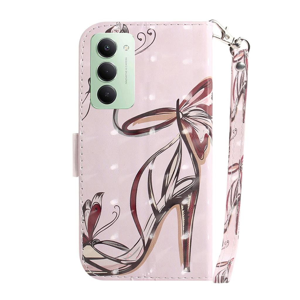 Pro Xiaomi Redmi 15 4G (EU) (171 mm) Pouzdro Vzorový Tisk Kožená Peněženka Kryt na Telefon s Poutkem na Zápěstí