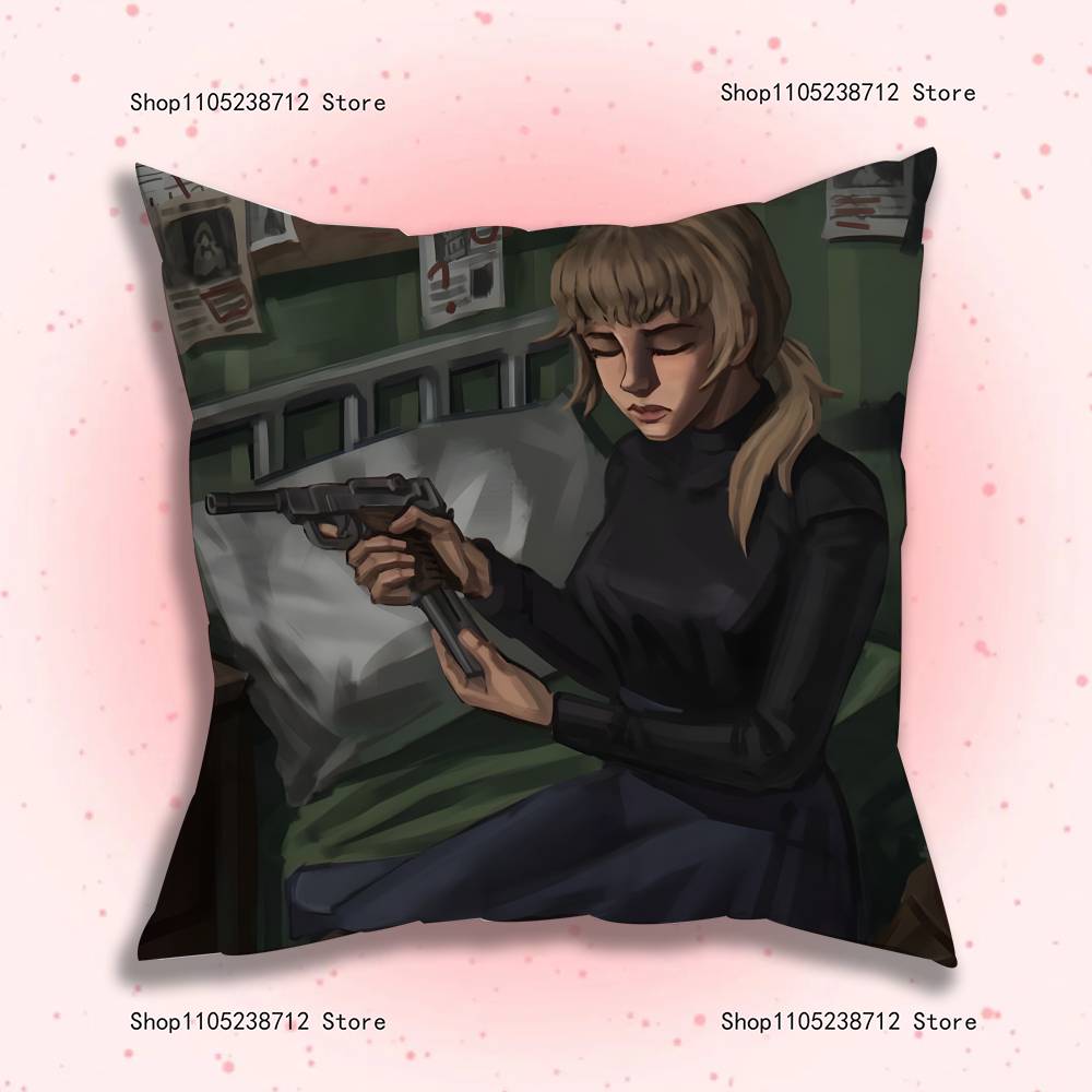 

Game F-Fear H-Hunger Anime Pillow Case Anti-dustmite Pillowcase Invisible zipper silky short plush Sofa cushion cover 12x12Inch