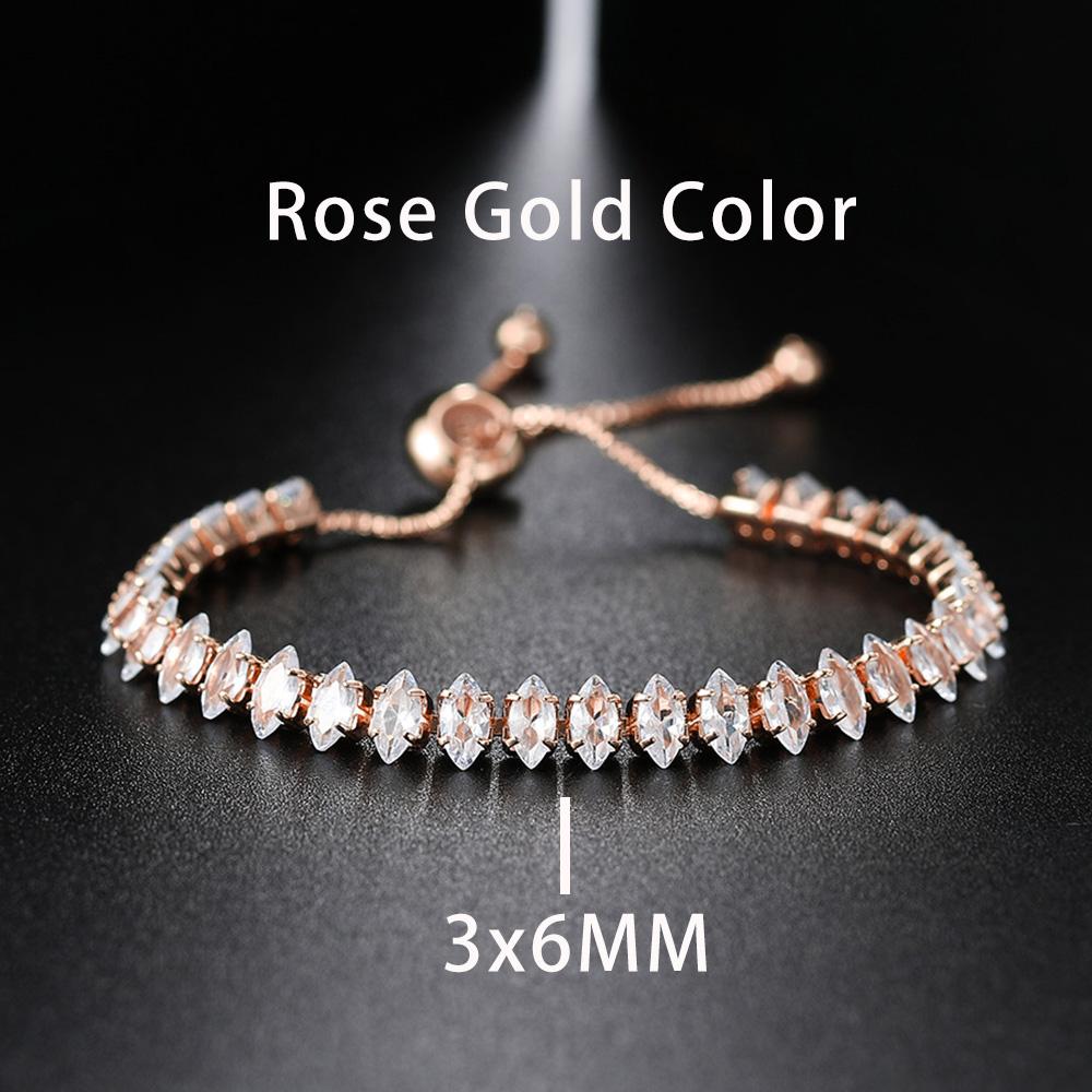 New Trendy Adjustable Oval Cut Tennis Bracelets for Women Dazzling Horse Eye Shaped Zirconia Chain on Hand Wedding Party Zircon