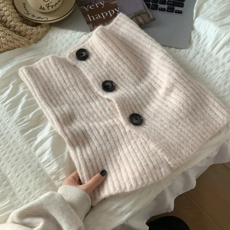 Warmer Winter-Strickhalsschal für Damen, modisches Design, gestreift, einfarbig, Wollgarn, magischer Ring, Schals, Kaschmir, Bufanda, Schalldämpfer