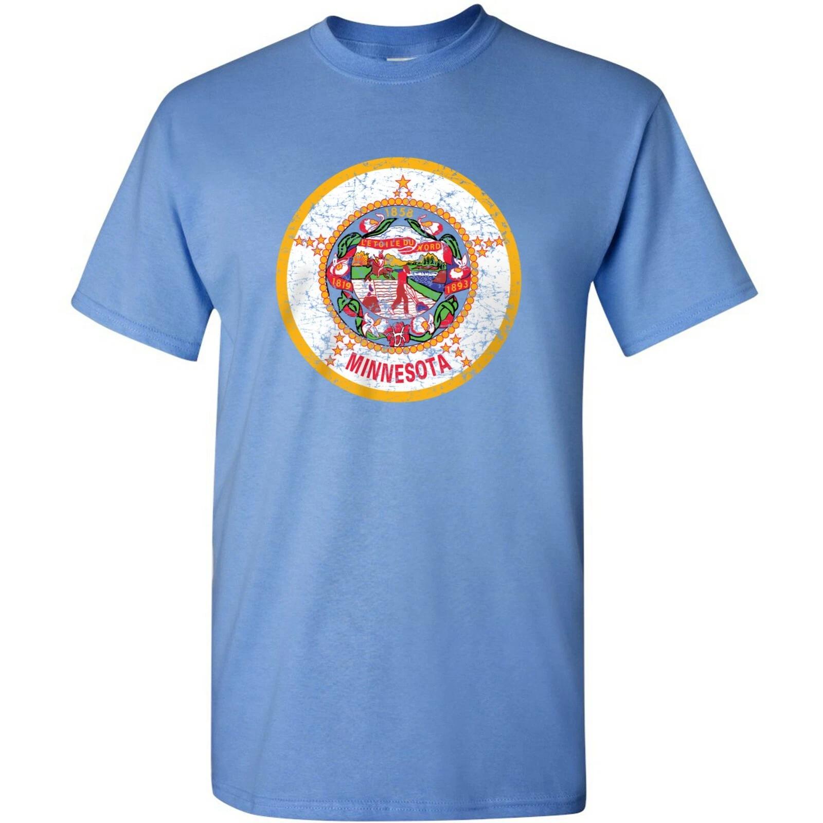 

Minnesota State Flag - Hometown Pride Souvenir Basic Cotton T-Shirt - Caro Blue S