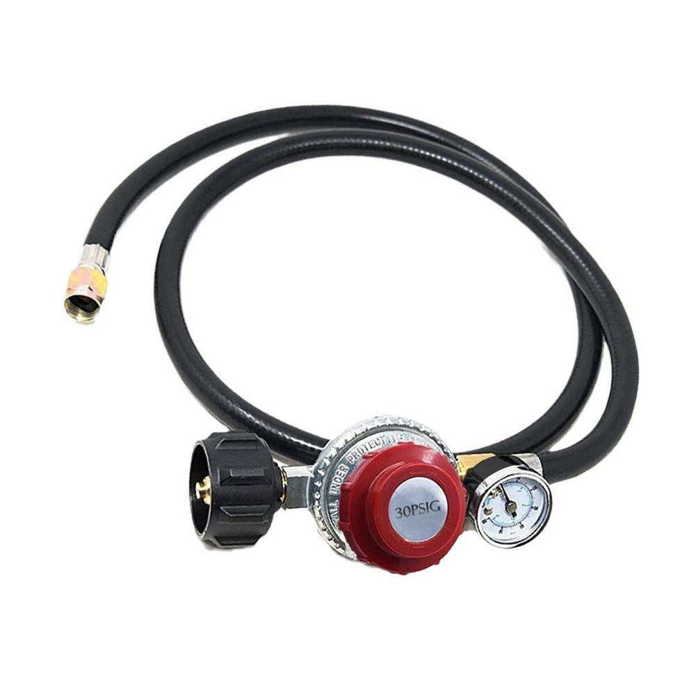 Adjustable 0-30 PSI Propane Regulator Wi 4FT Hose Gauge For Grills For QCC1 For 58in-18 UNF Outlet Connection For Cooking Burner