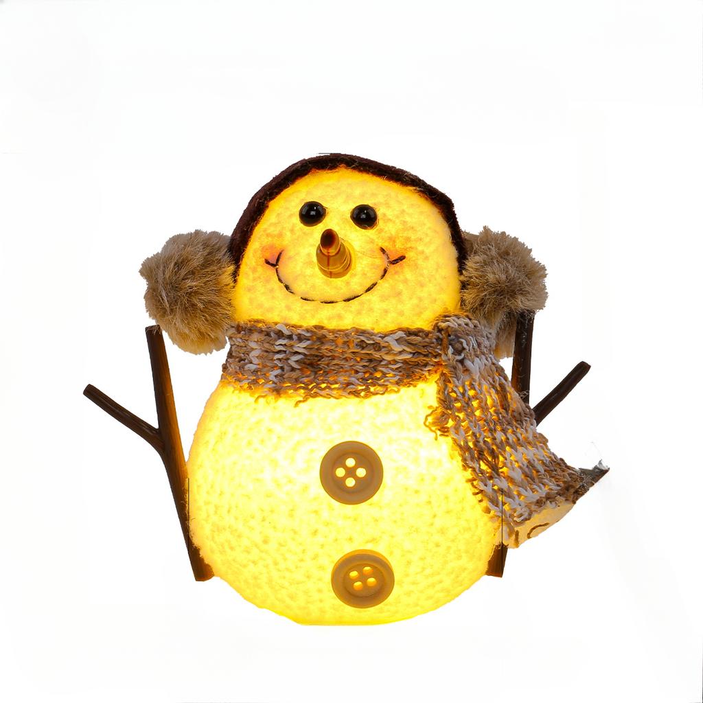 Schneemann Weihnachtsdekoration mit LED-Lichtern Festivalparty Wohndekor Karierter Gestreifter Schal Puppe Kinder Weihnachtsgeschenk