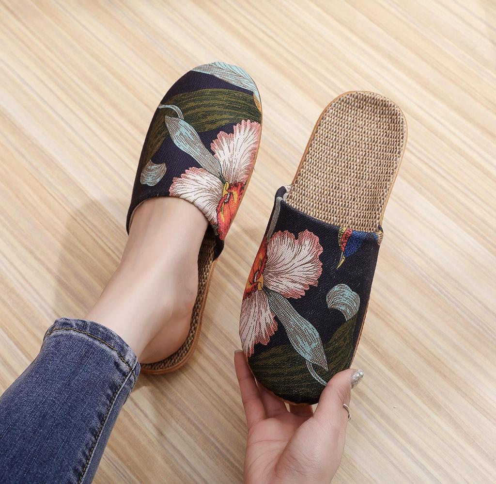 Four Seasons Non-Slip Indoor Linen Sandals for Men & Women - Lightweight Home Slippers for Summer