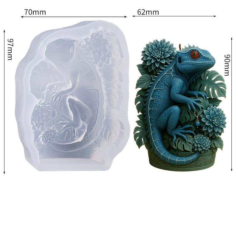 

3D Lizard Silicone Candle Mold DIY Aromatherapy Candle Soap Resin Casting Mold Craft Supplies белый
