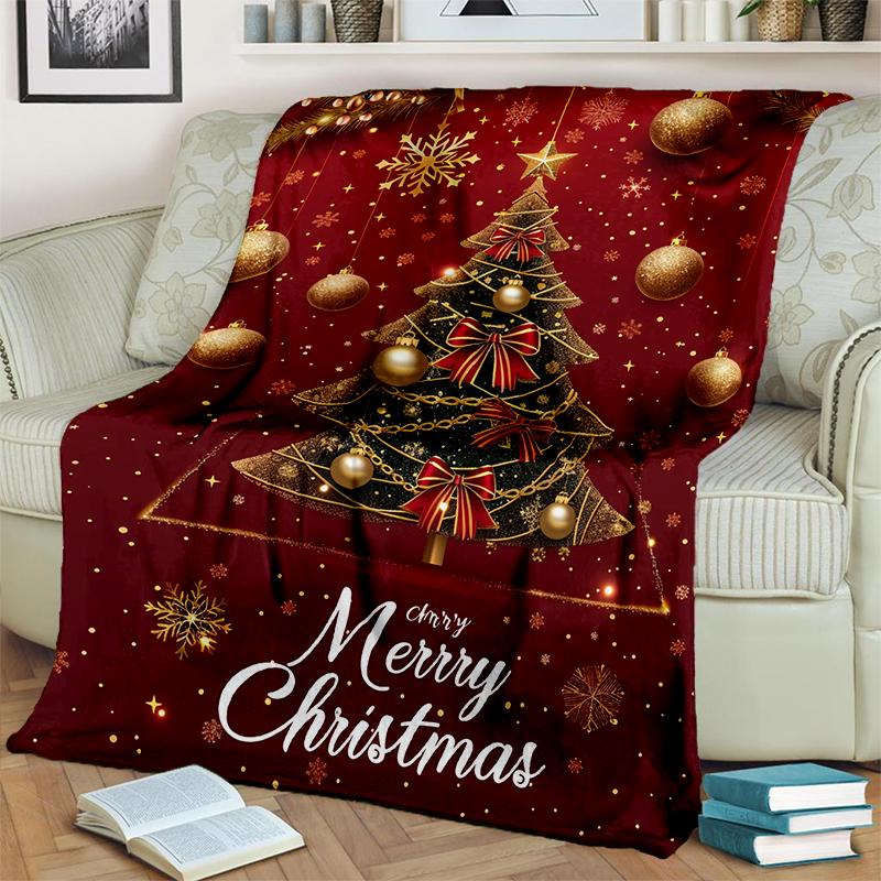 Cartoon Merry Christmas Santa Claus Christmas Tree Festival Gift Blanket,Soft Throw Blanket for Home Bedroom Bed Sofa Cover Kid